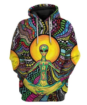 Alien Hoodie Psychedelic Alien Yoga Hoodie Adult