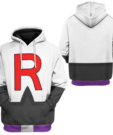 Pokemon Hoodie Rocket Team Pokemon Cosplay T-Shirt Black White Unisex Adults New Release