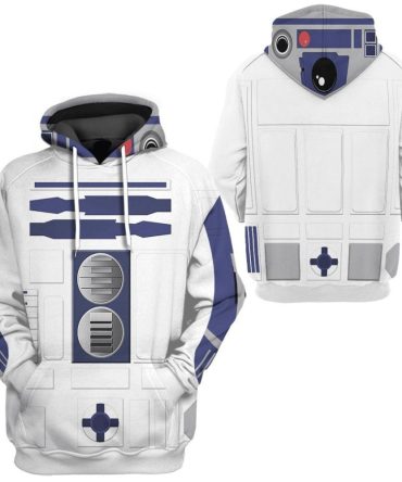 Star Wars Hoodie R2 D2 Costume Star Wars Cosplay T-Shirt White Blue Unisex Adults