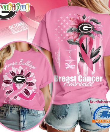 Georgia Bulldogs 2025 Ncaa Breast Cancer Sunflowers Unisex 3D Shirt