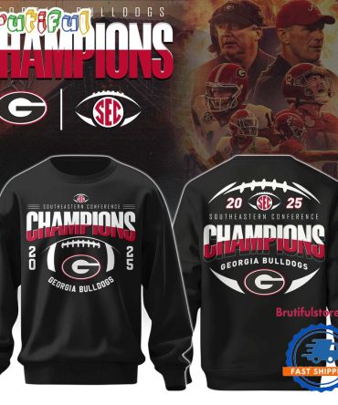 Georgia Bulldogs 2025 Sec Football Conference Champions Black Sweatshirt