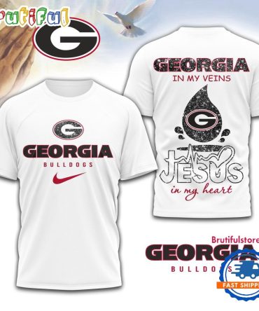 Georgia Bulldogs Jesus In My Heart Unissex 3D Shirt