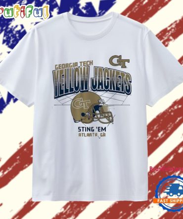 Georgia Tech Yellow Jackets Football Sting ‘Em Atlanta Ga Helmet Grid T Shirt