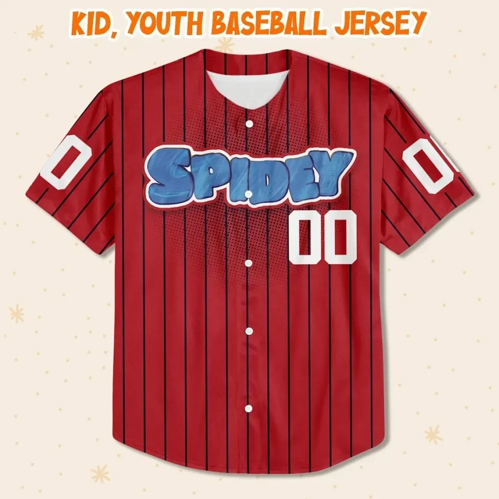 Custom Spidey Baseball Jersey For Kids/Youth/Adults – Personalize With Any Name! - Image 2