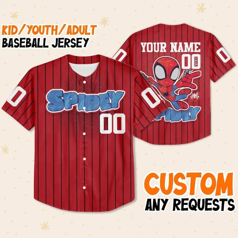 Custom Spidey Baseball Jersey For Kids/Youth/Adults – Personalize With Any Name!