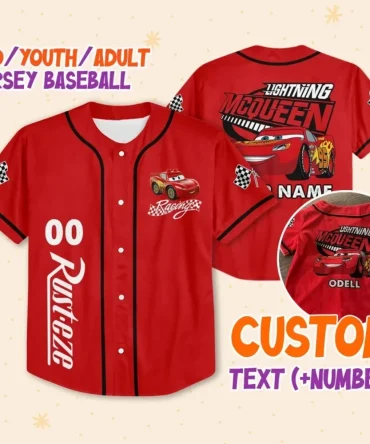 Custom Lightning Mcqueen Jersey - Kids/Youth/Adult Sizes - Add Name & Number