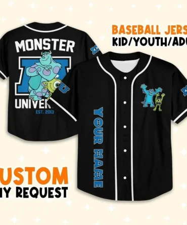 Custom Monster University Baseball Jersey - Personalized For Kids, Youth & Adults - Unique Gift Idea!