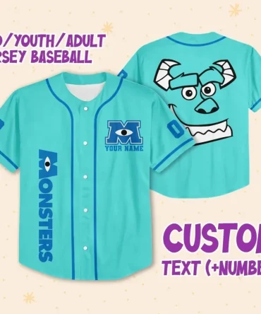 Custom Monster Baseball Jersey For Kids/Youth/Adults - Personalized Name & Number