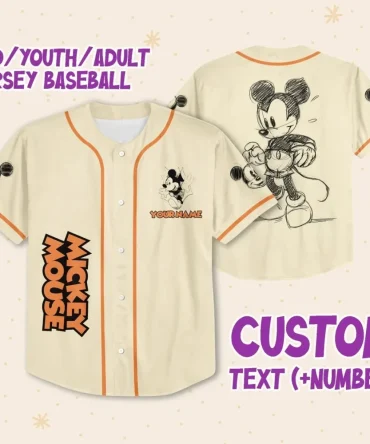Customizable Mickey Mouse Baseball Jersey For Kids, Youth & Adults - Add Your Name!