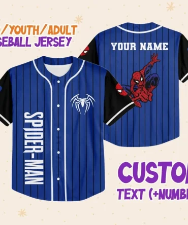 Custom Spider-Man Baseball Jersey - Personalized Name & Number For Kids/Youth/Adults
