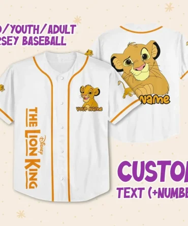 Custom Disney Lion King Baseball Jersey - Kids/Youth/Adult Sizes - Add Name & Number