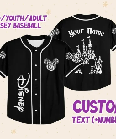 Personalized Baseball Jersey For Kids/Adults - Custom Name & Number - Disney-Inspired Design