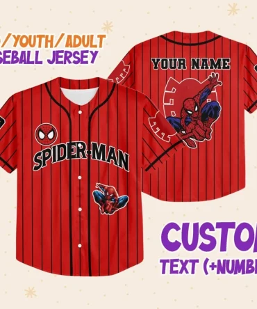 Custom Spider-Man Baseball Jersey For Kids/Adults - Personalize Name & Number!