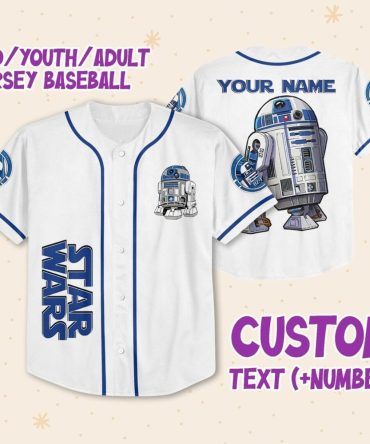 Custom Star Wars Jersey - R2-D2 Design - Personalize With Name & Number - Kids/Youth/Adult Sizes