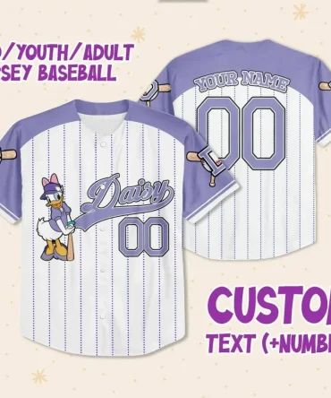 Custom Kids/Adult Baseball Jersey - Personalized Name & Number - Daisy Design