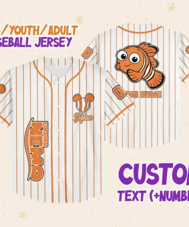 Customizable Nemo Baseball Jersey For Kids/Youth/Adults – Personalize With Name & Number!