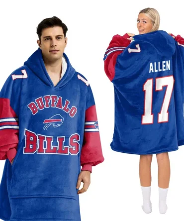 17 Allen Buffalo Football Unisex Blanket Hoodie