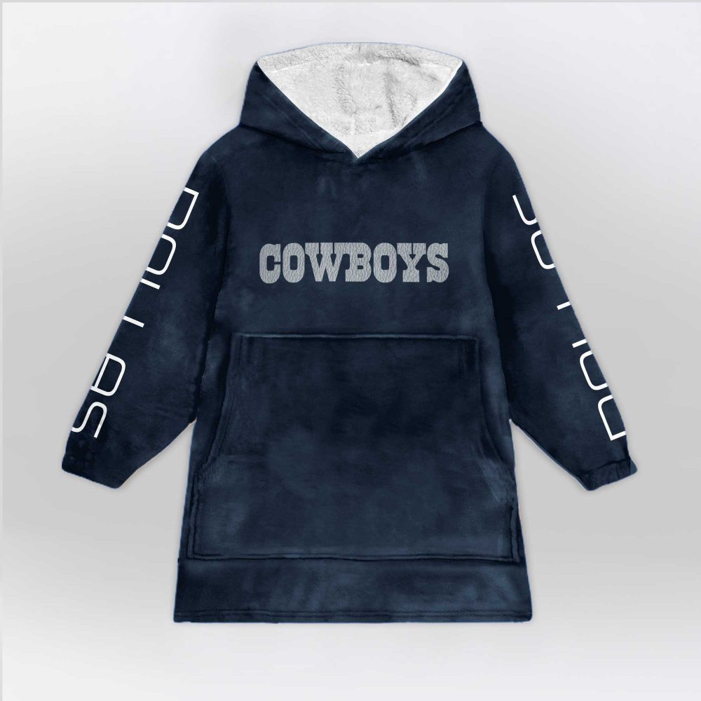 Dallas Football Unisex Navy Blanket Hoodie - Image 2