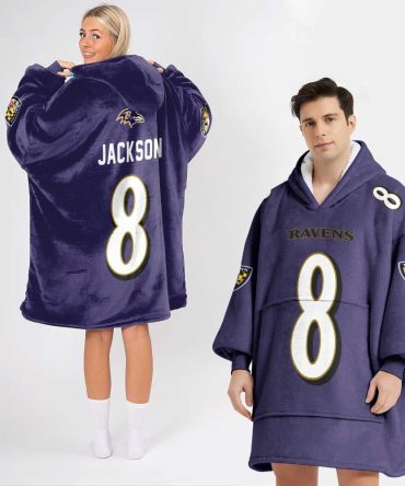 L.J 8 Baltimore Football Unisex Blanket Hoodie