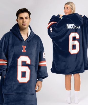 Adult 6 Illinois Football Unisex Blanket Hoodie