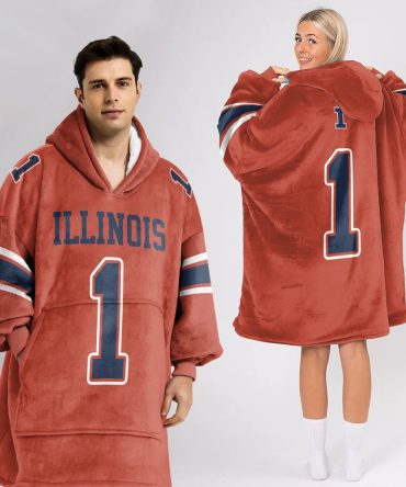 Adult #1 Illinois Football Unisex Blanket Hoodie