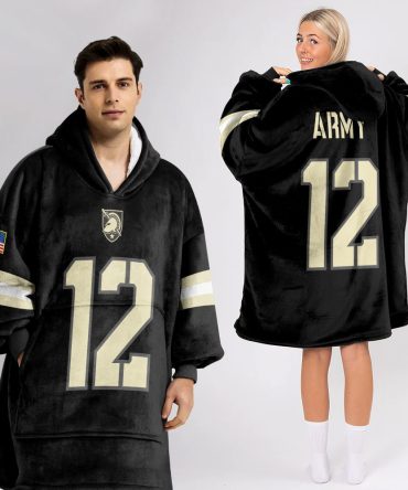 Adult #12 Army Football Unisex Blanket Hoodie