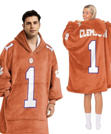 Adult #1 Clemson Football Unisex Blanket Hoodie