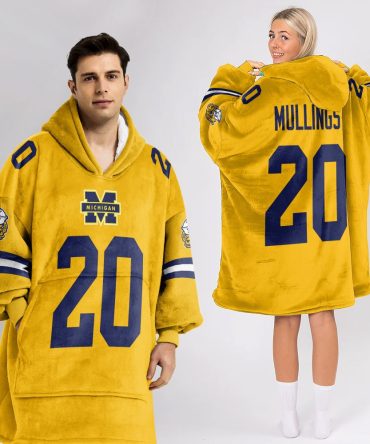 Adult 20 Michigan Football Unisex Blanket Hoodie
