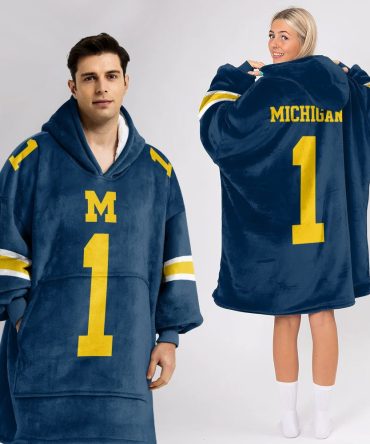 Adult #1 Michigan Football Unisex Blanket Hoodie