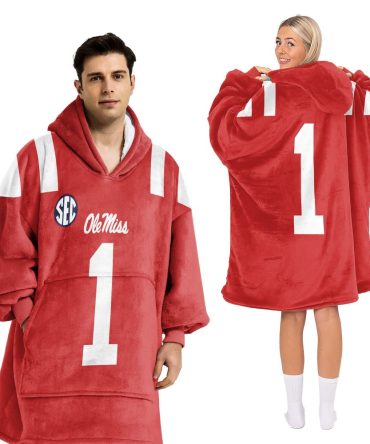 Adult #1 Ole Miss Football Unisex Blanket Hoodie