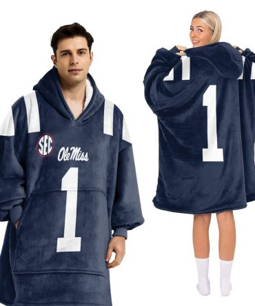 Adult #1 Ole Miss Football Unisex Blanket Hoodie