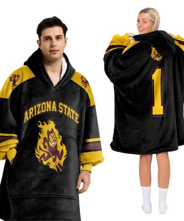 Adult #1 Arizona State Football Unisex Blanket Hoodie