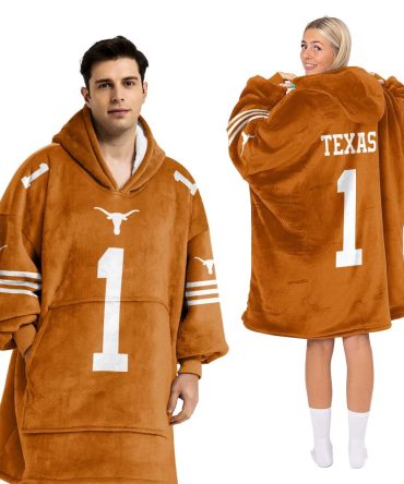 Adult #1 Texas Longhorns Football Unisex Blanket Hoodie