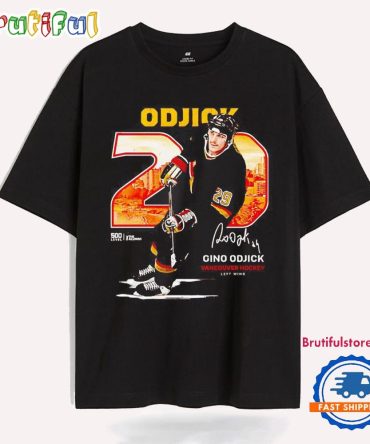 Gino Odjick Vancouver Hockey Throwback Signature T Shirt