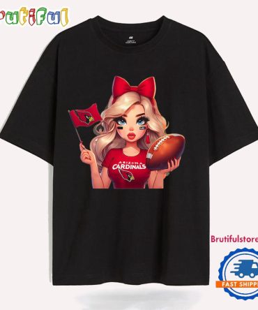 Girl Hold Flag Cheer Football Team Win Super Bowl Arizona Cardinals T Shirt