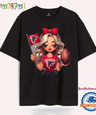 Girl Hold Flag Cheer Football Team Win Super Bowl Atlanta Falcons T Shirt