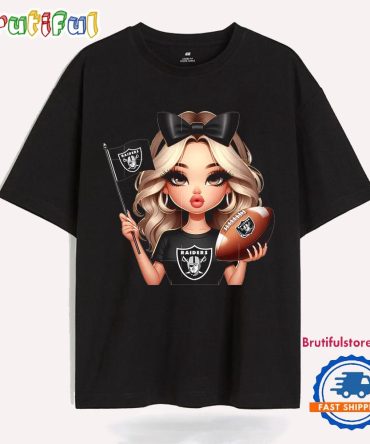 Girl Hold Flag Cheer Football Team Win Super Bowl Las Vegas Raiders T Shirt
