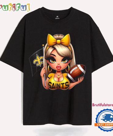 Girl Hold Flag Cheer Football Team Win Super Bowl New Orleans Saints T Shirt