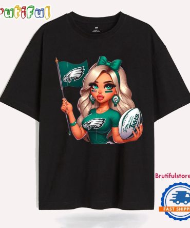 Girl Hold Flag Cheer Football Team Win Super Bowl Philadelphia Eagles T Shirt