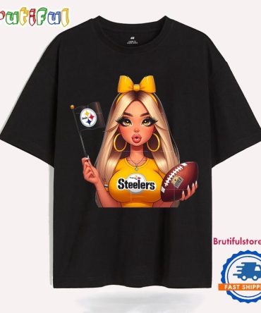Girl Hold Flag Cheer Football Team Win Super Bowl Pittsburgh Steelers T Shirt