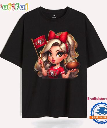 Girl Hold Flag Cheer Football Team Win Super Bowl San Francisco 49Ers T Shirt