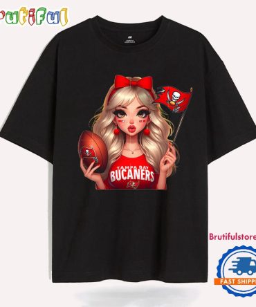 Girl Hold Flag Cheer Football Team Win Super Bowl Tampa Bay Buccaneers T Shirt