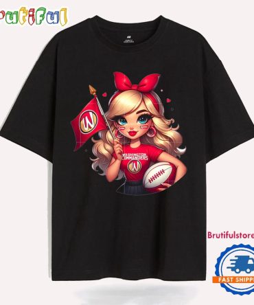 Girl Hold Flag Cheer Football Team Win Super Bowl Washington Commanders T Shirt