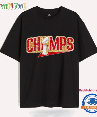 Glitter Champs Super Bowl Trophy Kansas City Chiefs T Shirt