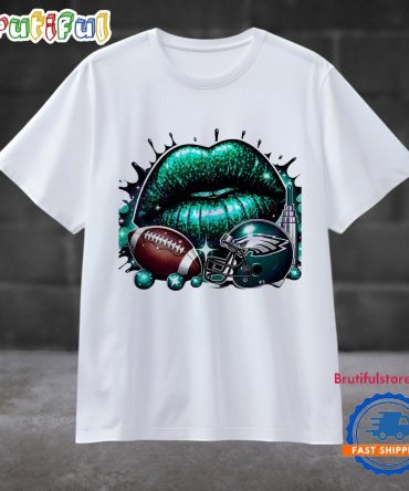 Glitter Philadelphia Eagles Football Lips Helmet T Shirt