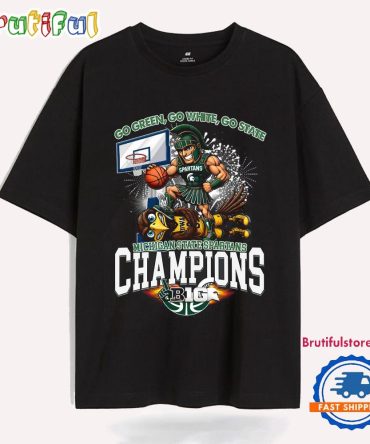 Go Green Go White Go State Michigan State Spartans Champions Mascot 2025 T Shirt