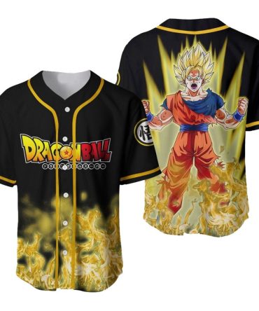 Dragon Ball Z Baseball Jersey - Super Saiyan Goku Design , Unisex Anime Apparel