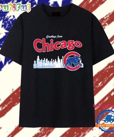 Greetings From Chicago Cubs Skyline T Shirt