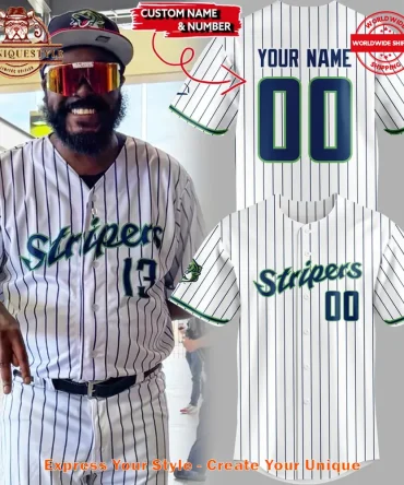 Custom Name & Number Baseball Jersey - Stripe Design, Personalized Sportswear, Worldwide Shipping