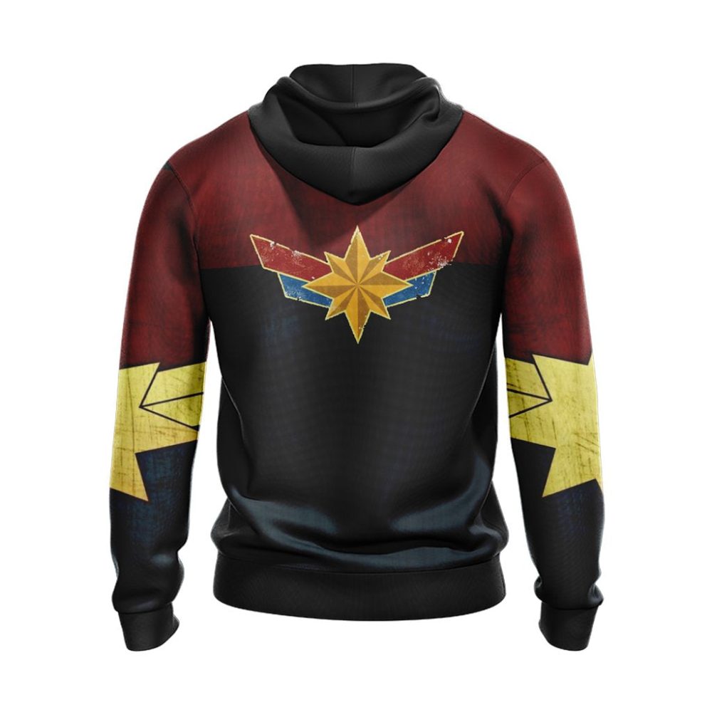 Mv Hoodie Captain Marvel Carol Danvers Black Red Hoodie - Image 2